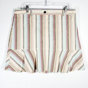 LOFT STRIPED FLIRTY HEM SKIRT